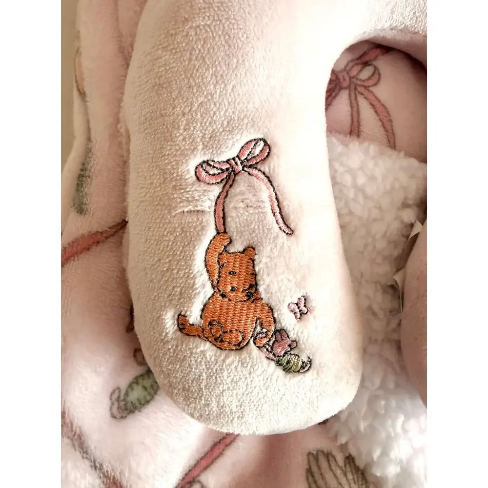 Pooh Bear Collection Winnie The Pooh Pink Ribbon Baby Blanket Neck Pillow Set